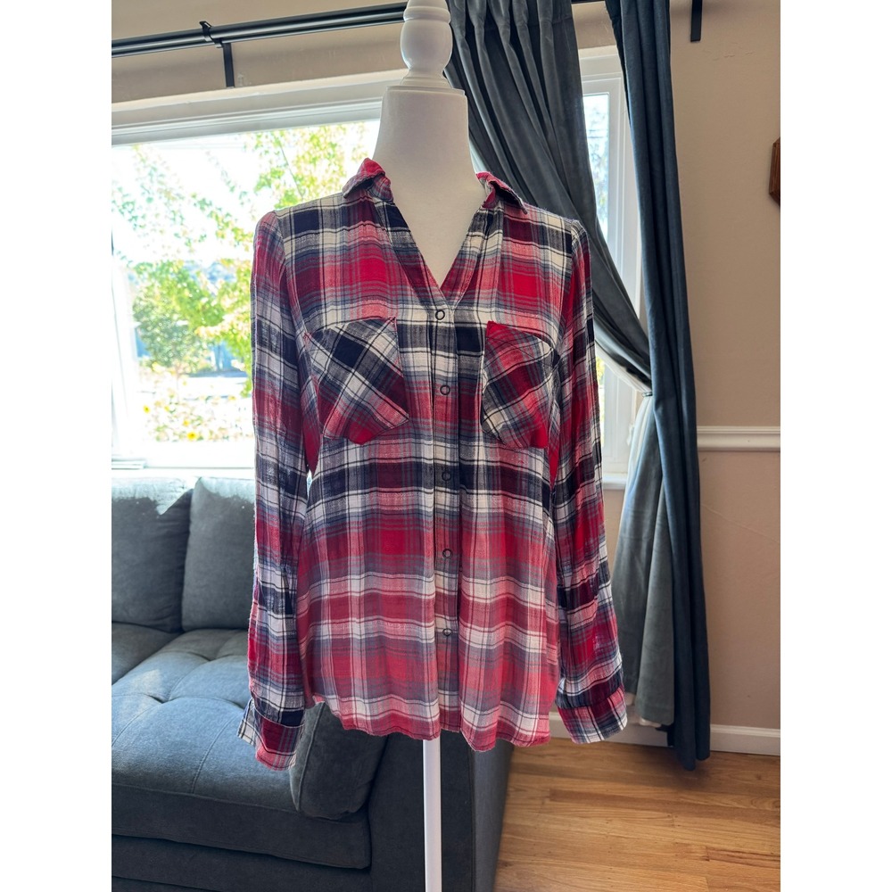 Skies Are Blue Plaid Shirt Size Medium